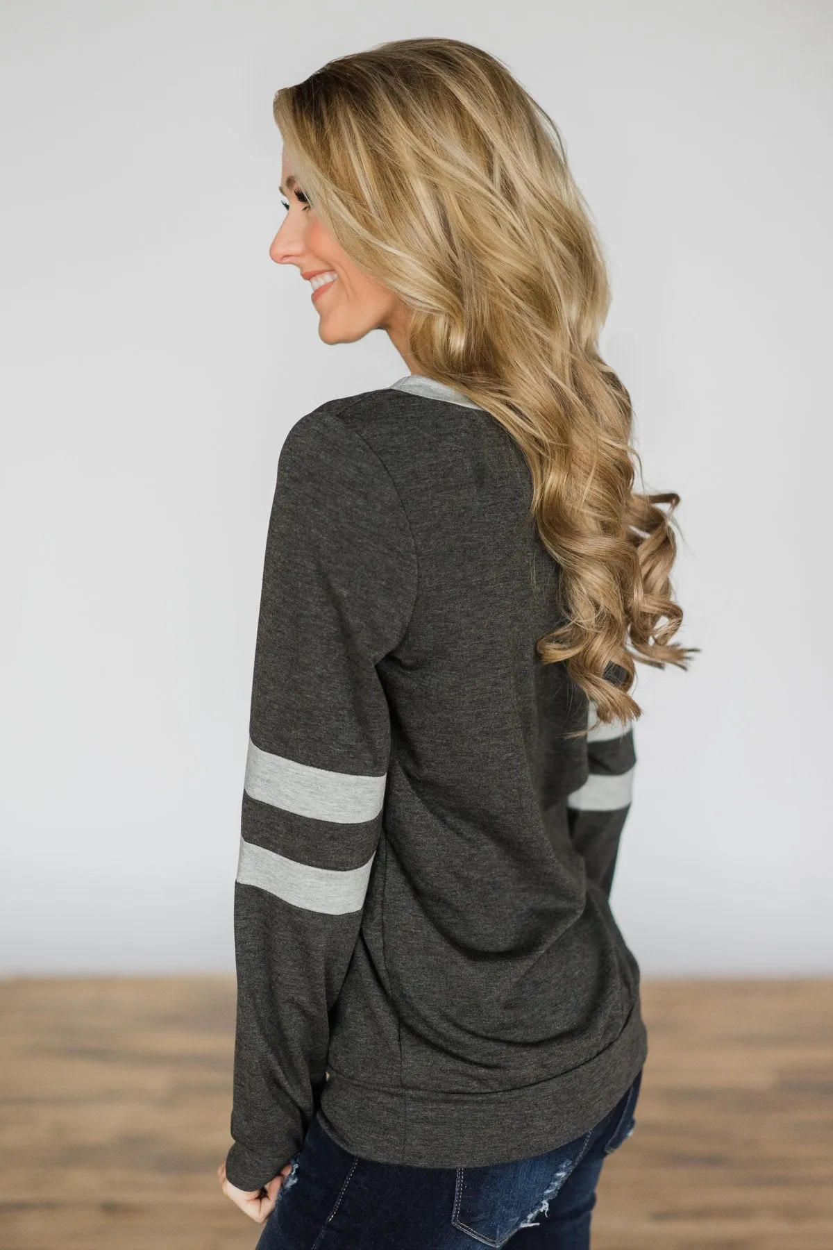 Addicted to You Long Sleeve Top - Charcoal