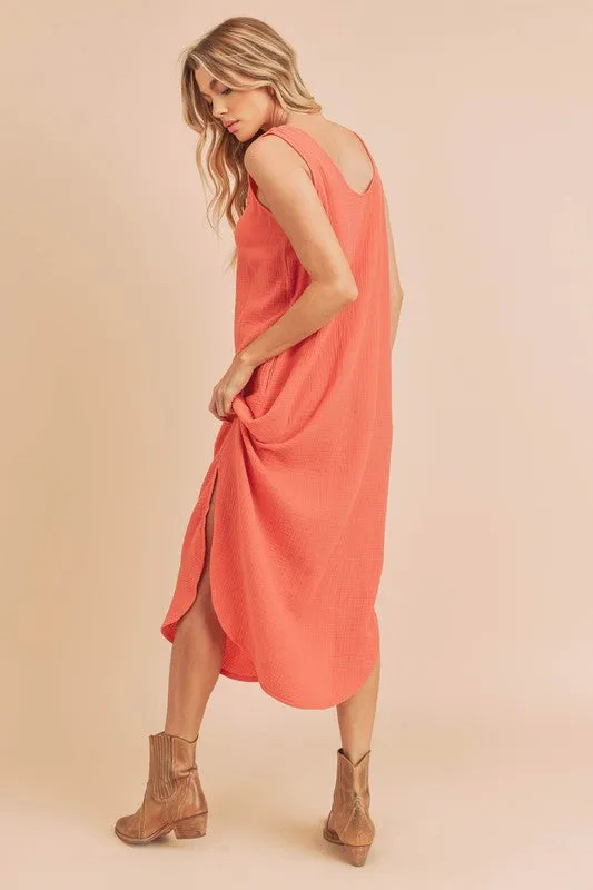 Aemi   Co Daisy Sleeveless Rounded Slit Hem Long Dress