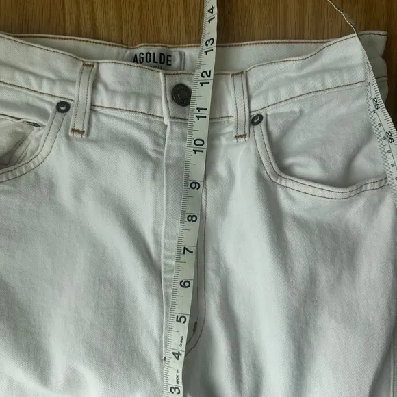 AGOLDE Pinch Waist Kick High Rise Straight Milk Leg Jeans White Denim Size 28