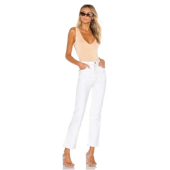 AGOLDE Pinch Waist Kick High Rise Straight Milk Leg Jeans White Denim Size 28