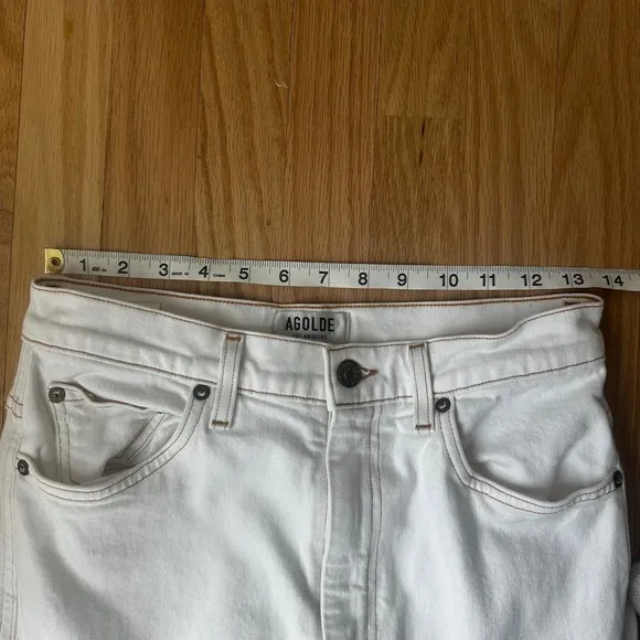 AGOLDE Pinch Waist Kick High Rise Straight Milk Leg Jeans White Denim Size 28