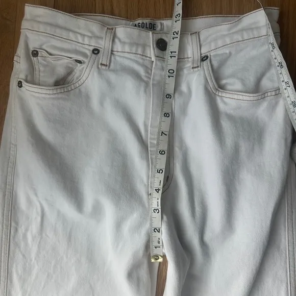 AGOLDE Pinch Waist Kick High Rise Straight Milk Leg Jeans White Denim Size 28