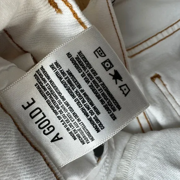 AGOLDE Pinch Waist Kick High Rise Straight Milk Leg Jeans White Denim Size 28