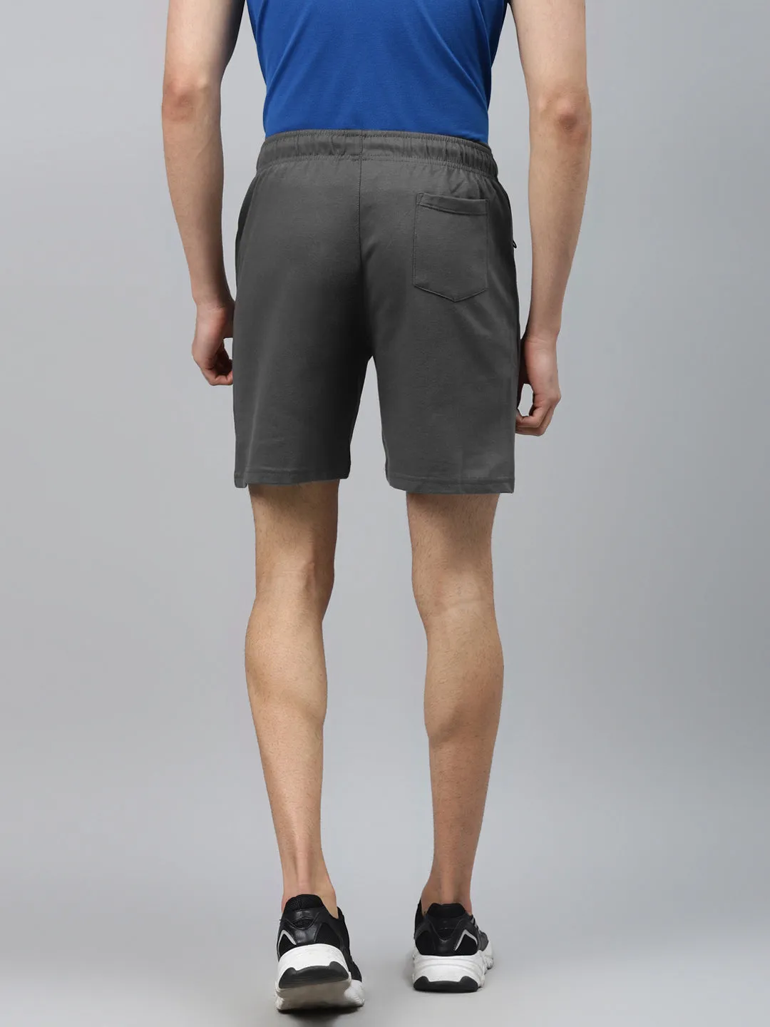 Alcis Men Charcoal Grey Solid Slim Fit Sports Shorts