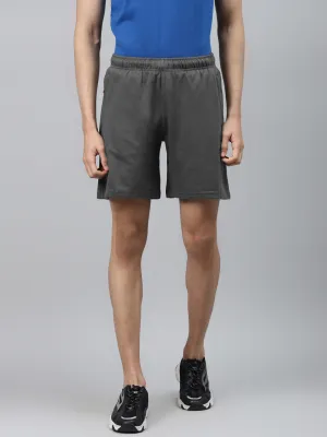 Alcis Men Charcoal Grey Solid Slim Fit Sports Shorts