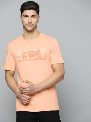 Alcis Men Typography Printed Anti Static Slim Fit Sports T-shirt