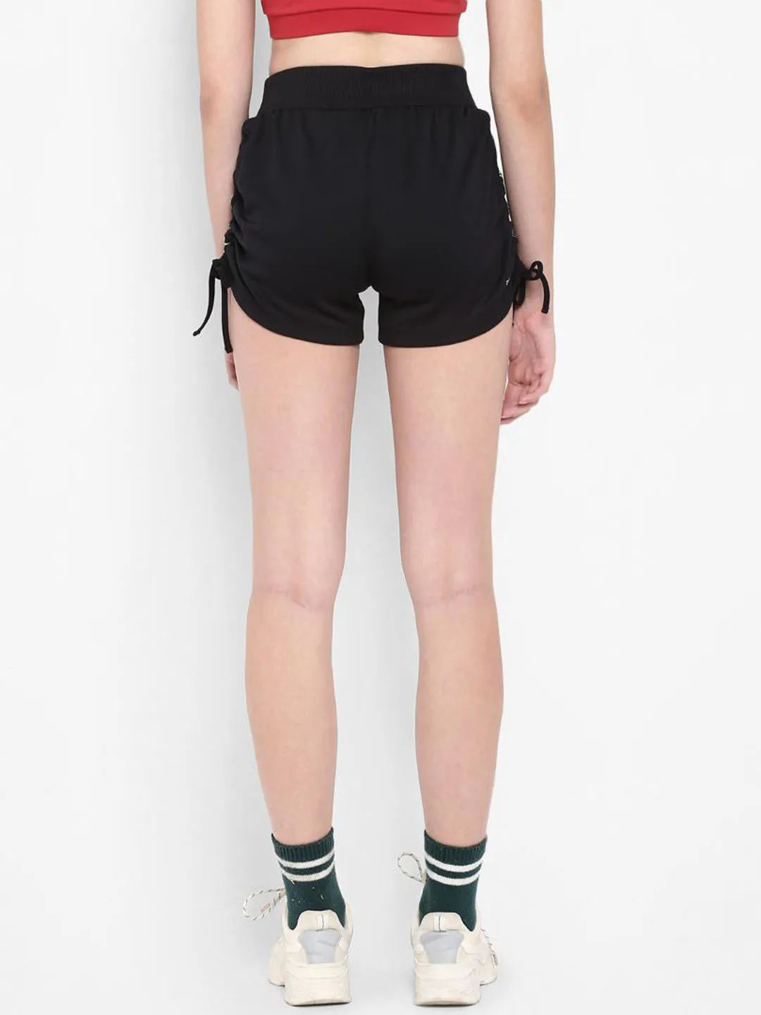 Alcis Women Black Solid Slim Fit Sports Shorts