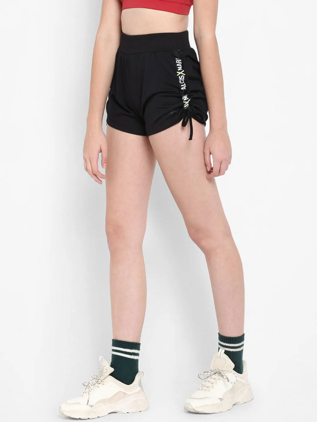Alcis Women Black Solid Slim Fit Sports Shorts