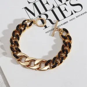 Amber-Tone & 18K Gold-Plated Curb Chain Toggle Bracelet