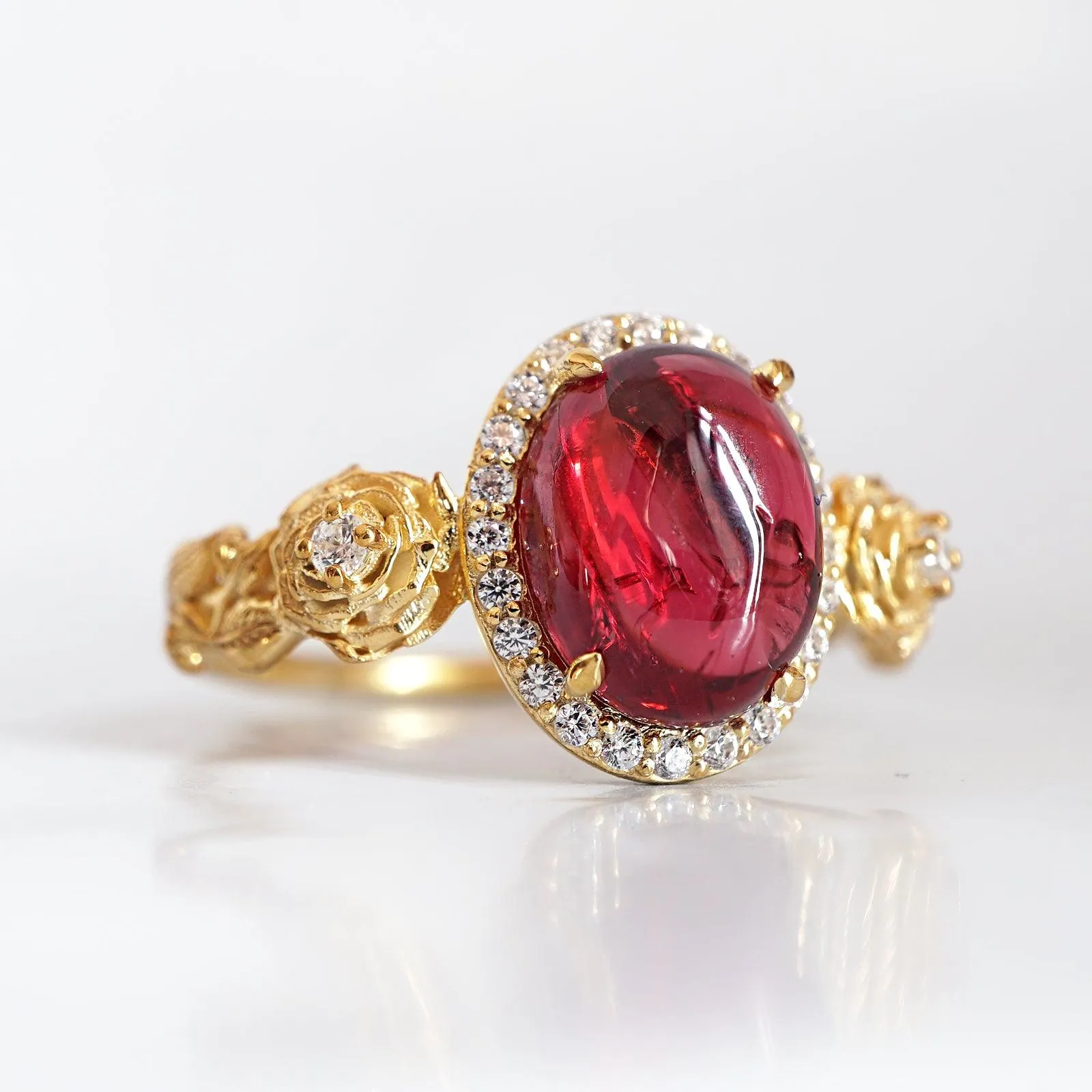 American Beauty Spinel Rose Diamond Ring