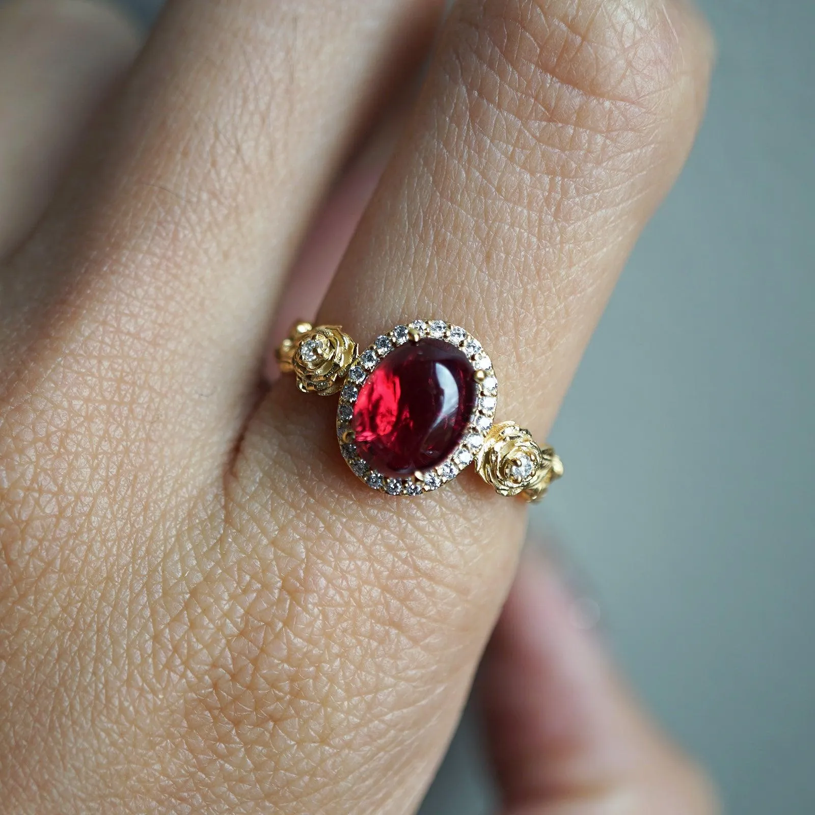 American Beauty Spinel Rose Diamond Ring