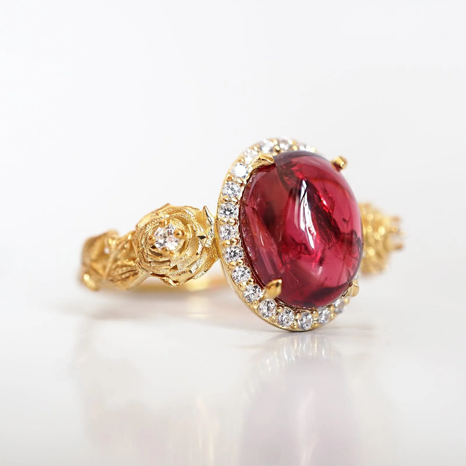 American Beauty Spinel Rose Diamond Ring