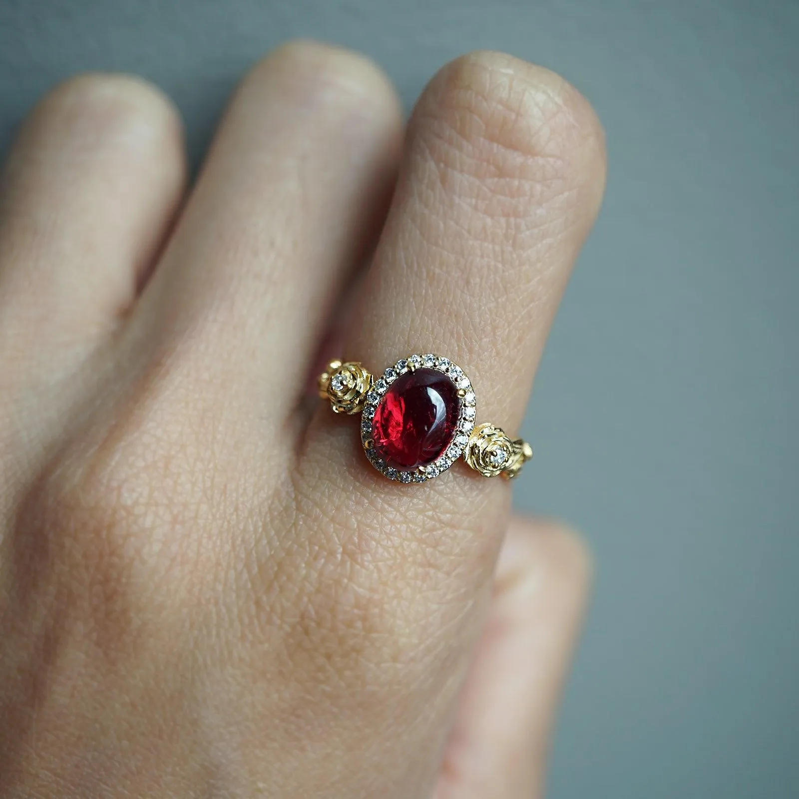 American Beauty Spinel Rose Diamond Ring