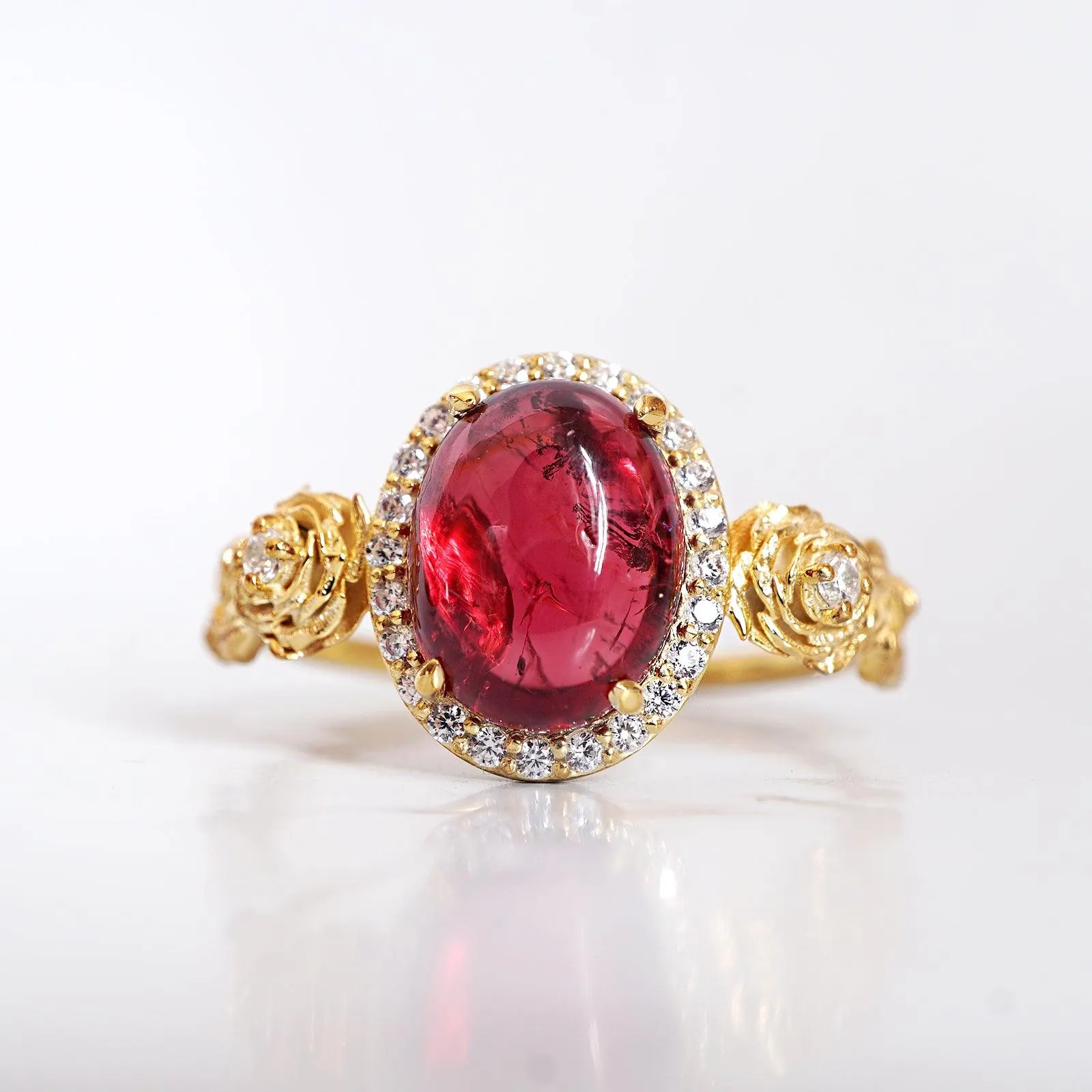 American Beauty Spinel Rose Diamond Ring