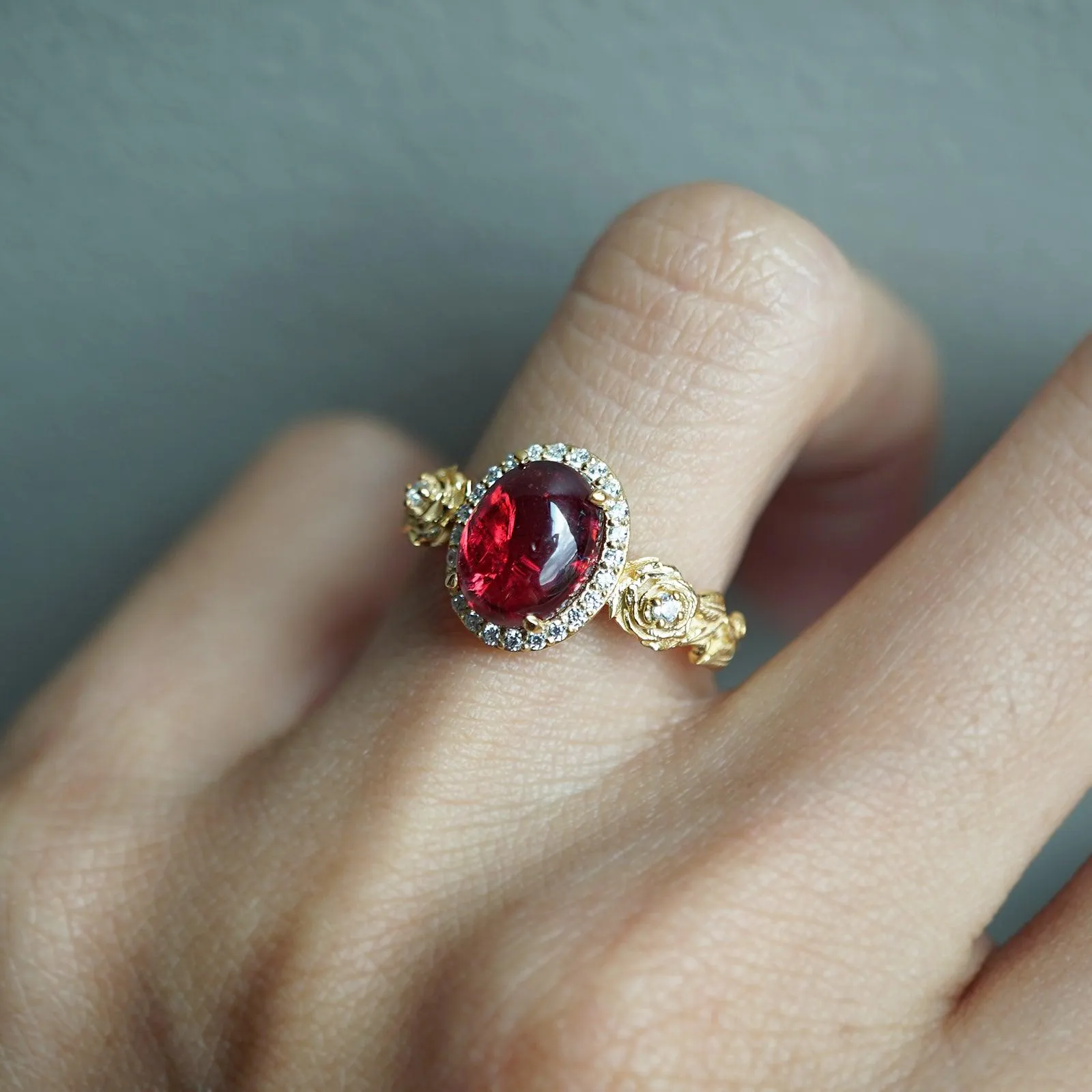 American Beauty Spinel Rose Diamond Ring