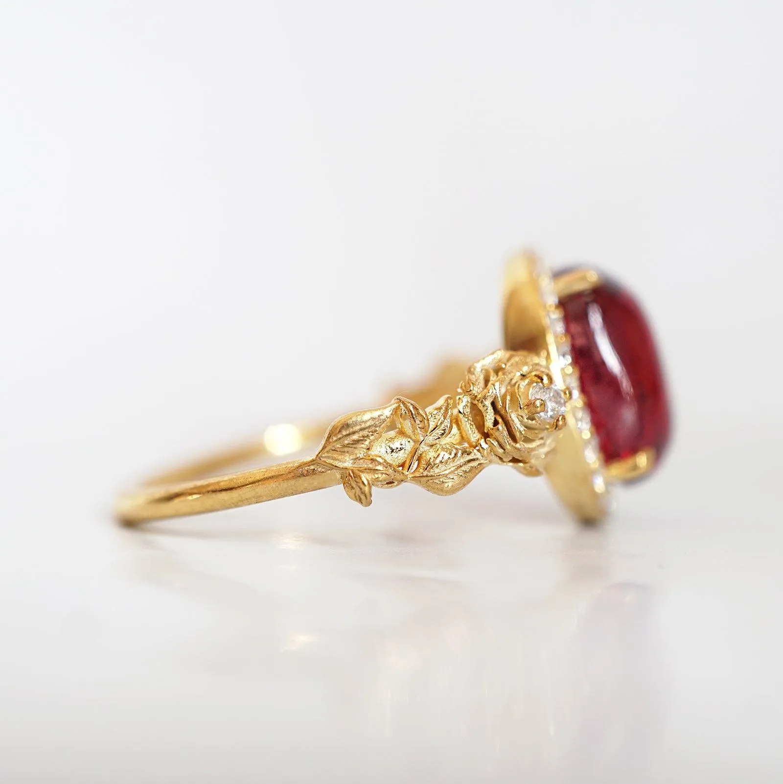 American Beauty Spinel Rose Diamond Ring