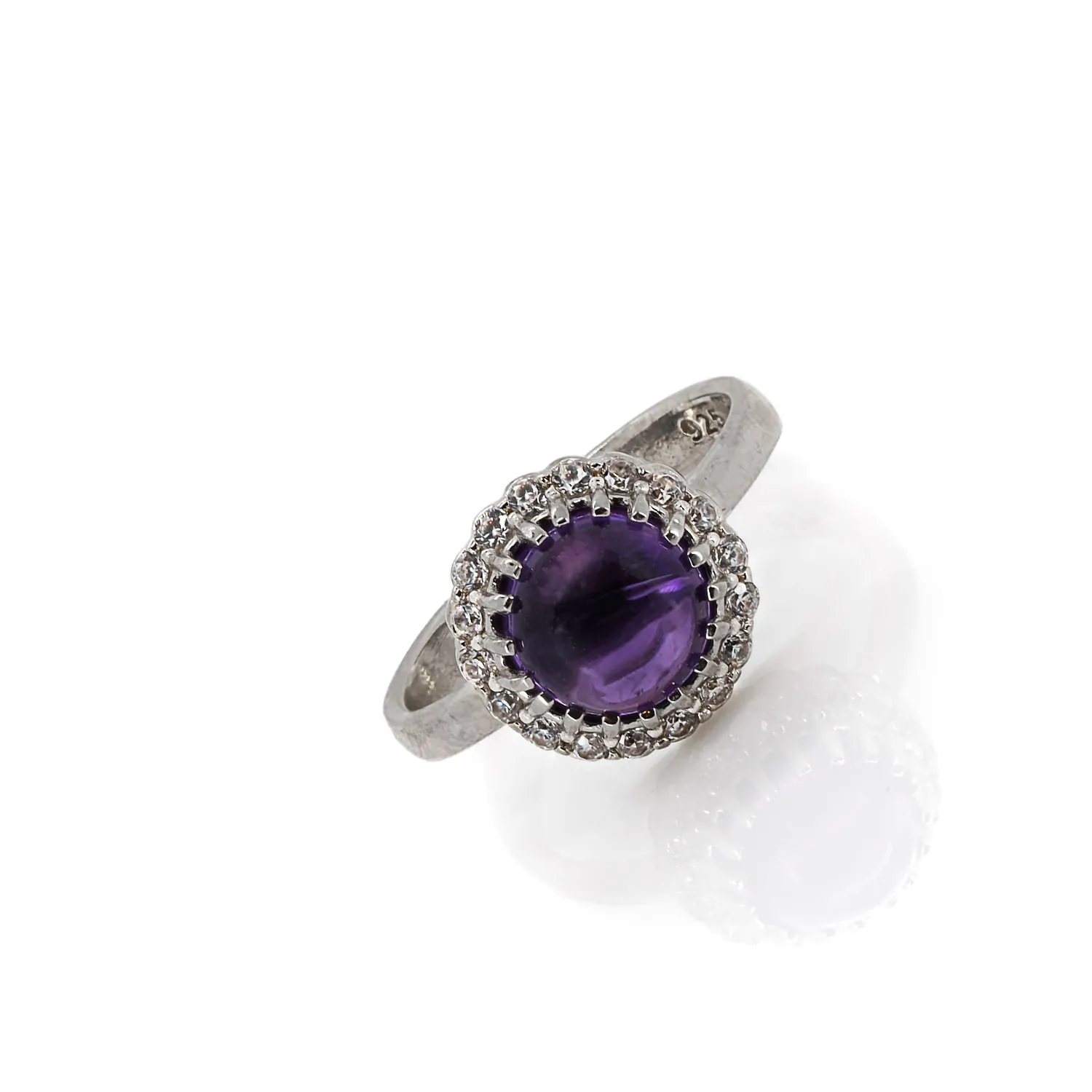 Amethyst Gemstone Silver & Diamond Statement Ring