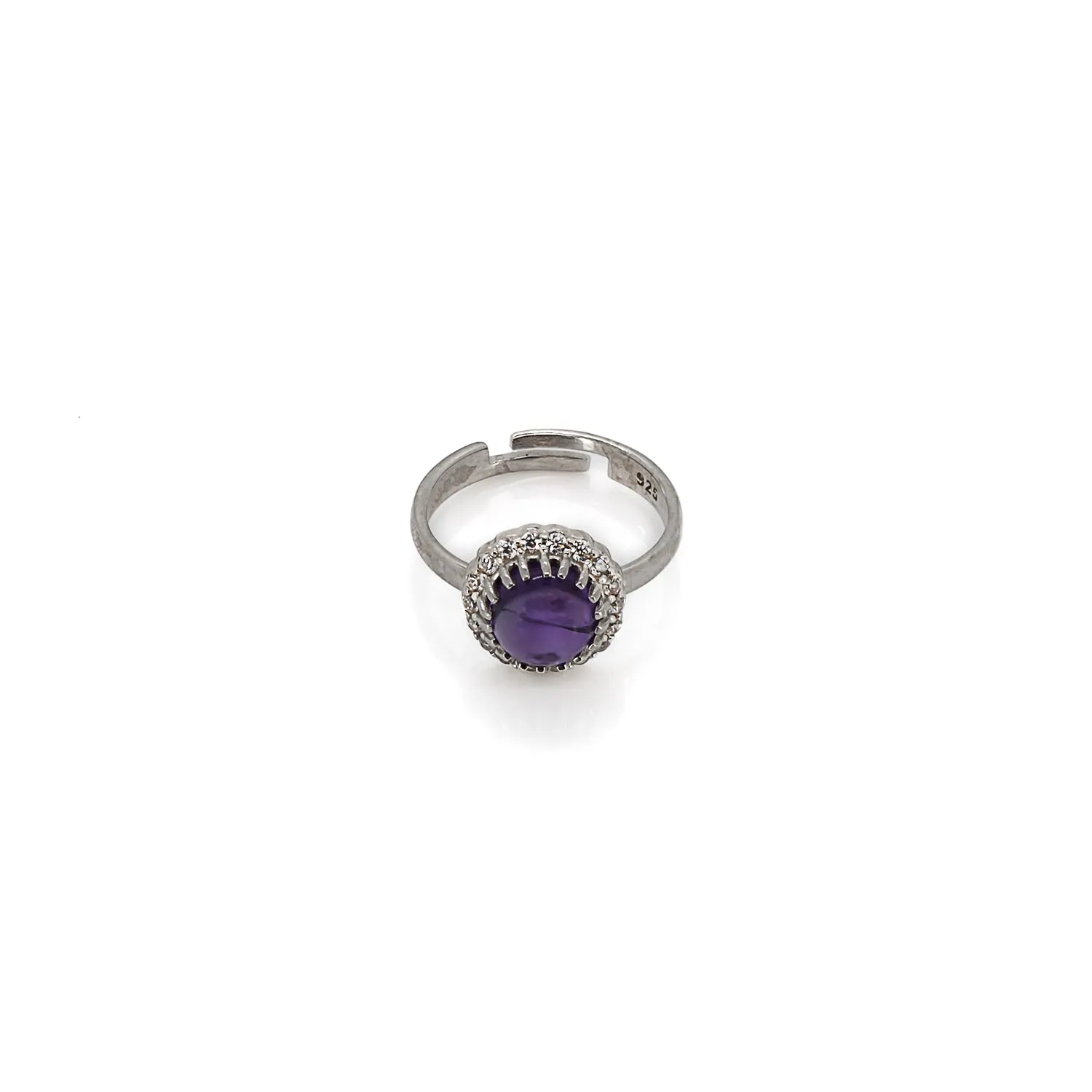 Amethyst Gemstone Silver & Diamond Statement Ring