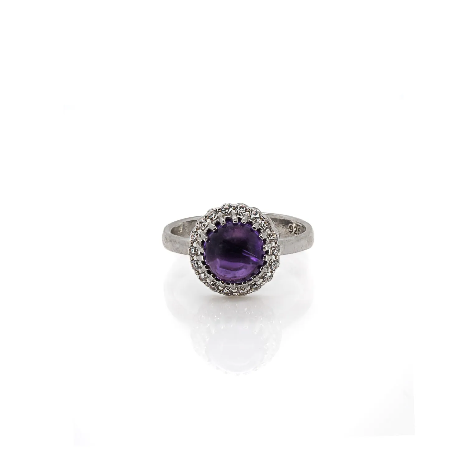 Amethyst Gemstone Silver & Diamond Statement Ring