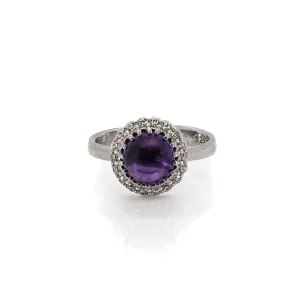 Amethyst Gemstone Silver & Diamond Statement Ring