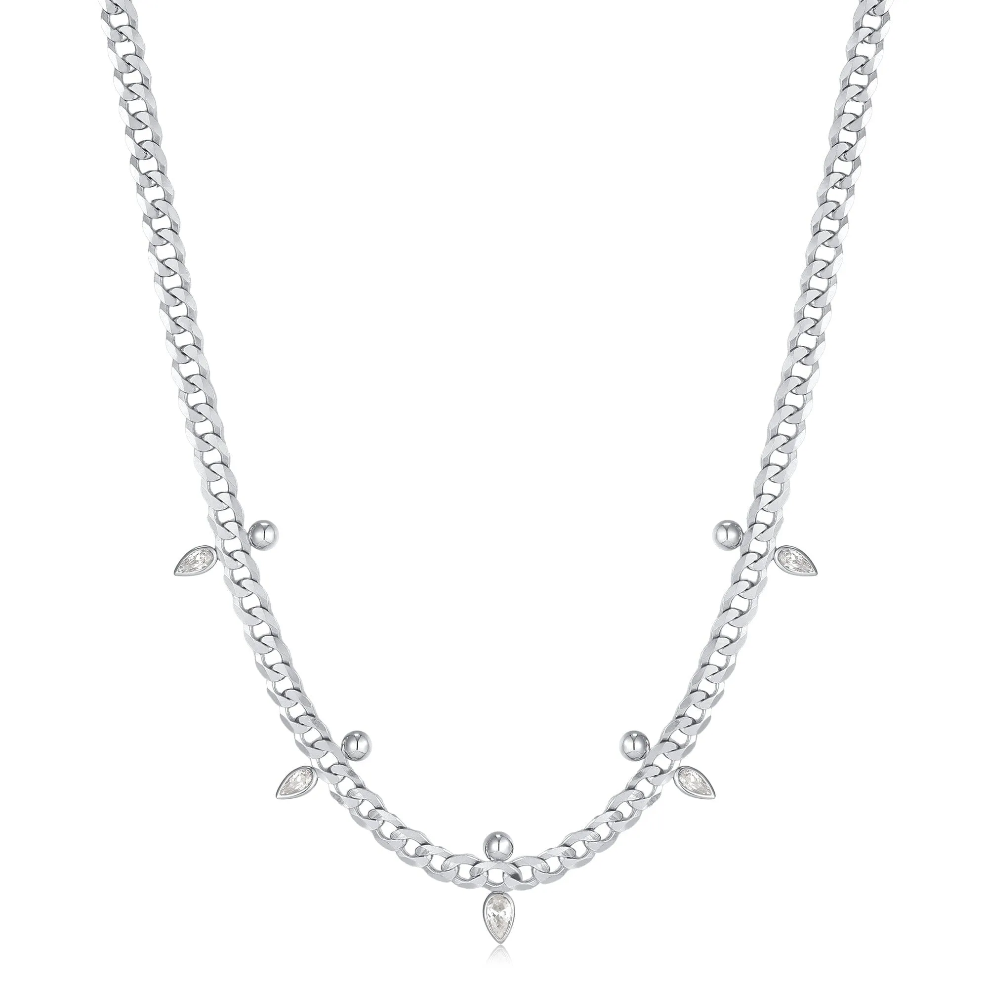 Ania Haie Silver Curb Chain Sparkle Point Necklace