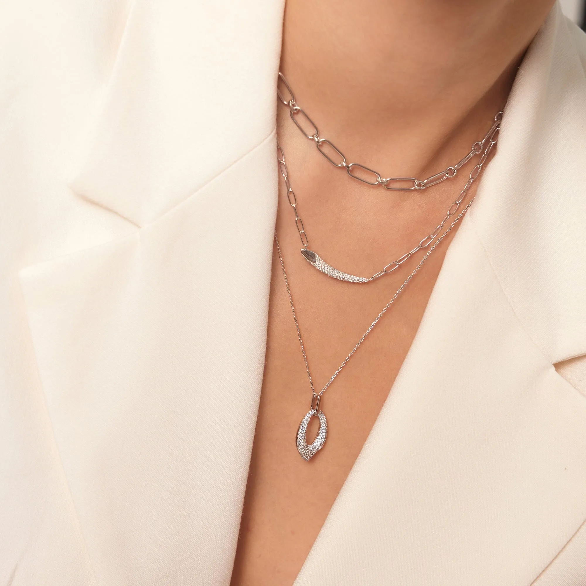Ania Haie Silver Pave Bar Chain Necklace