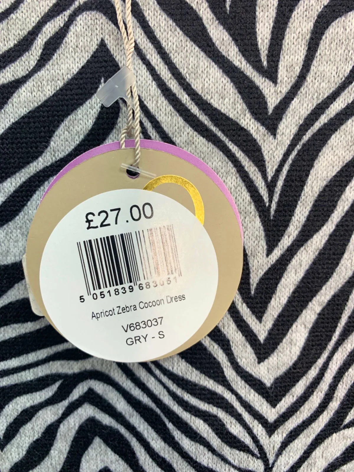 Apricot Grey Zebra Cocoon Dress UK 10