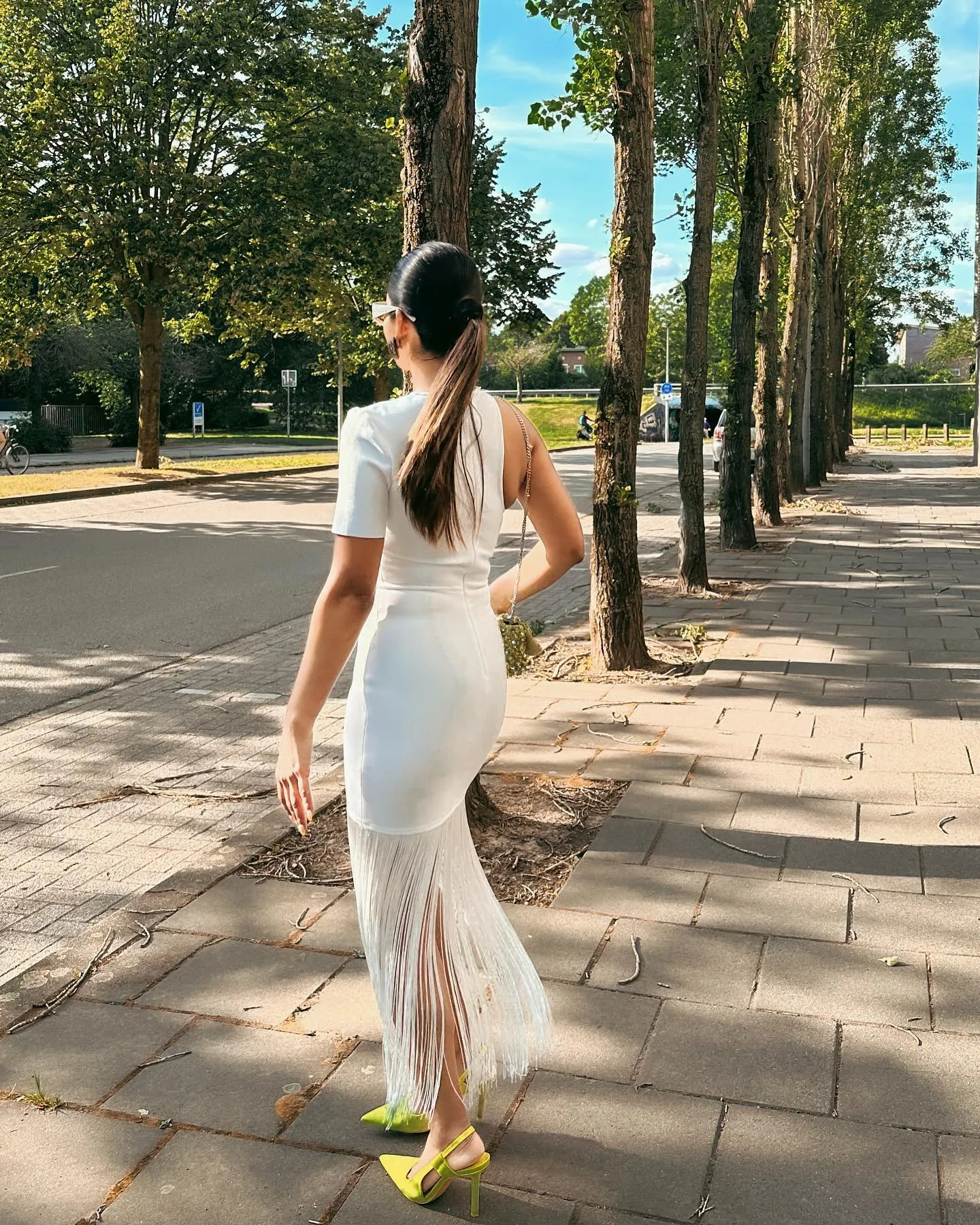 Asymmetric Tassels Maxi Bandage Dress