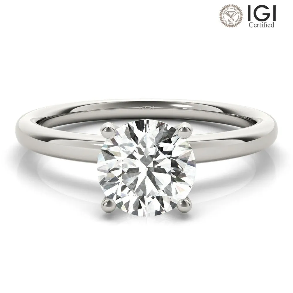 Athena Round Lab Grown Diamond Solitaire Engagement Ring IGI Certified