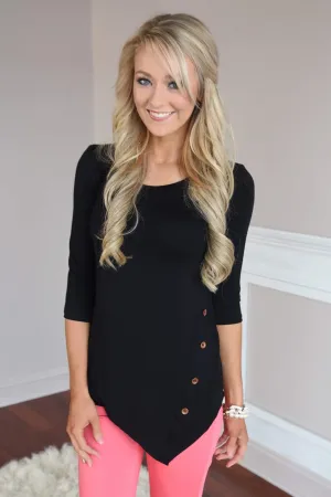 Baby I'm Yours Button Top - Black