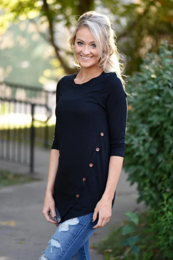 Baby I'm Yours Button Top - Black