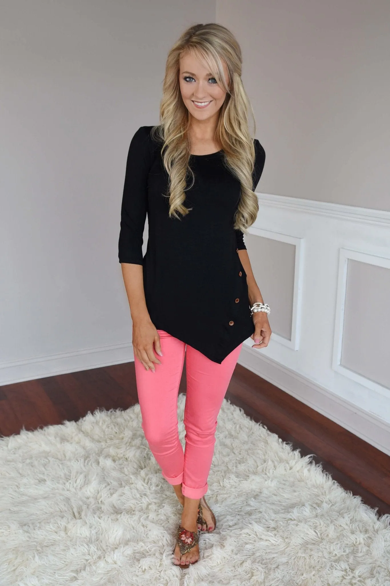 Baby I'm Yours Button Top - Black