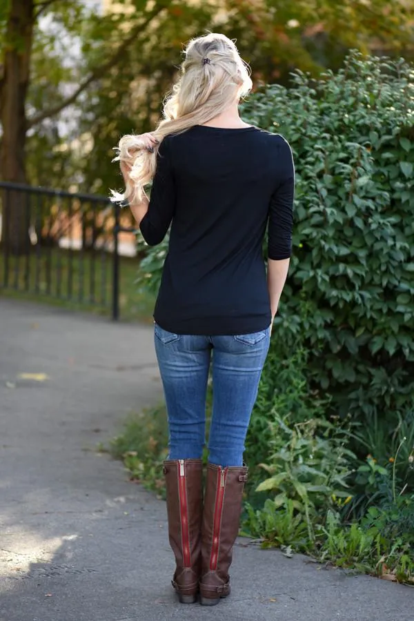 Baby I'm Yours Button Top - Black