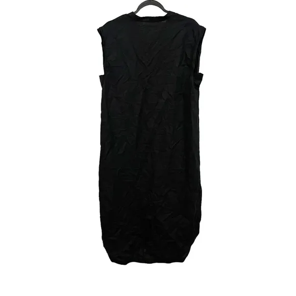Banana Republic Embroidered Tunic Shift Dress sz: M Black Linen Cotton Blend