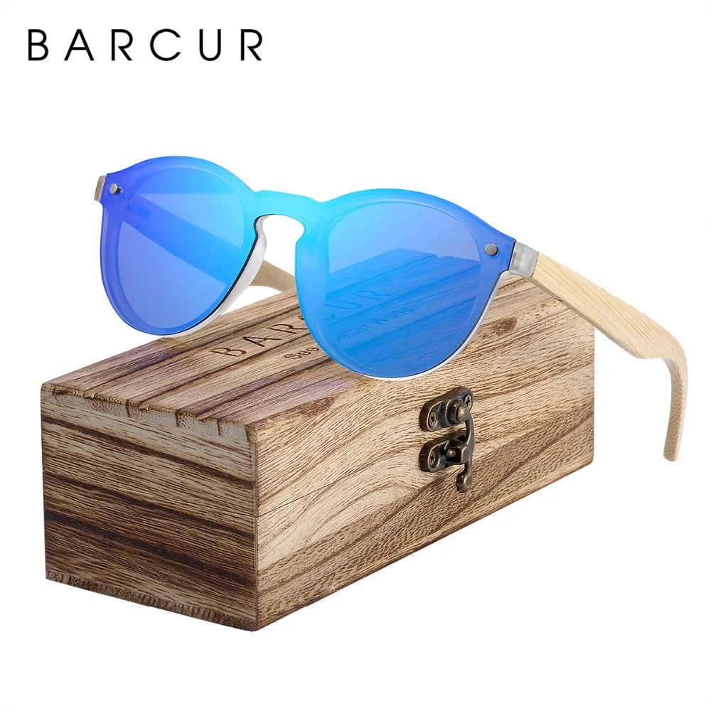 BARCUR Bamboo Wood Cat Eye Sunglasses