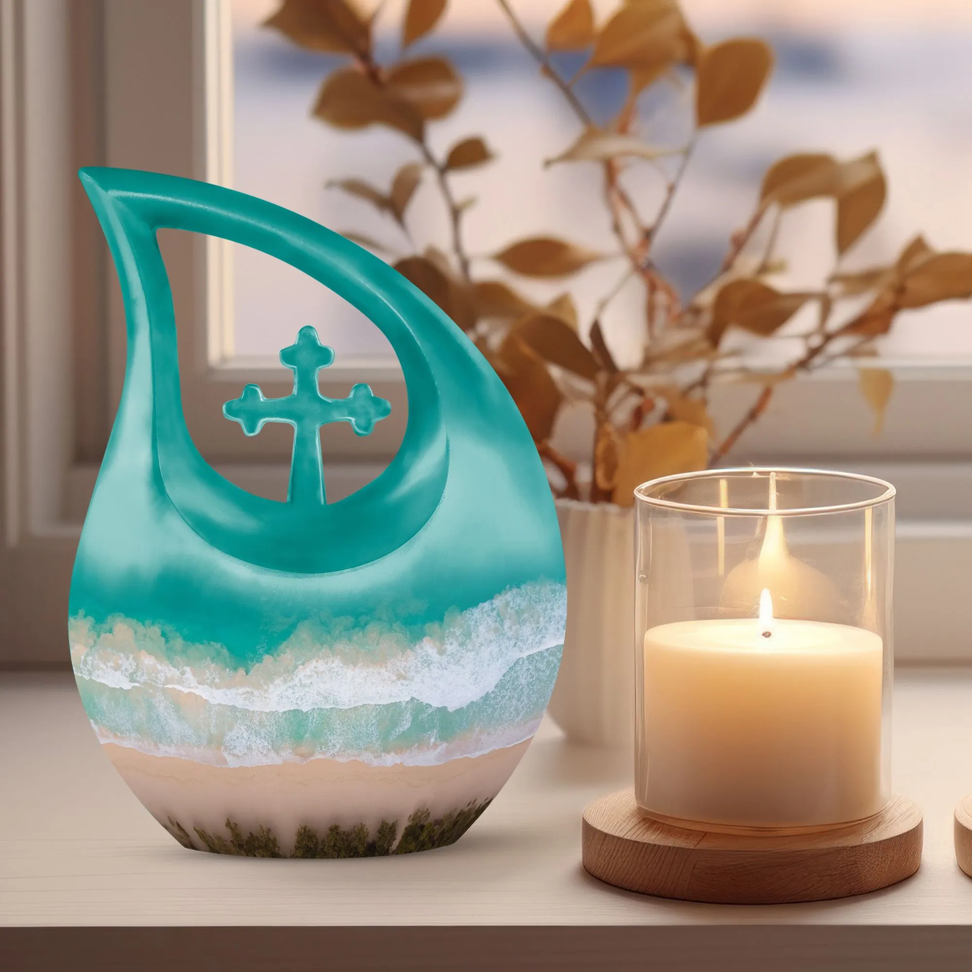 Beach Theme Cremation Keepsake Urn For Human Ashes