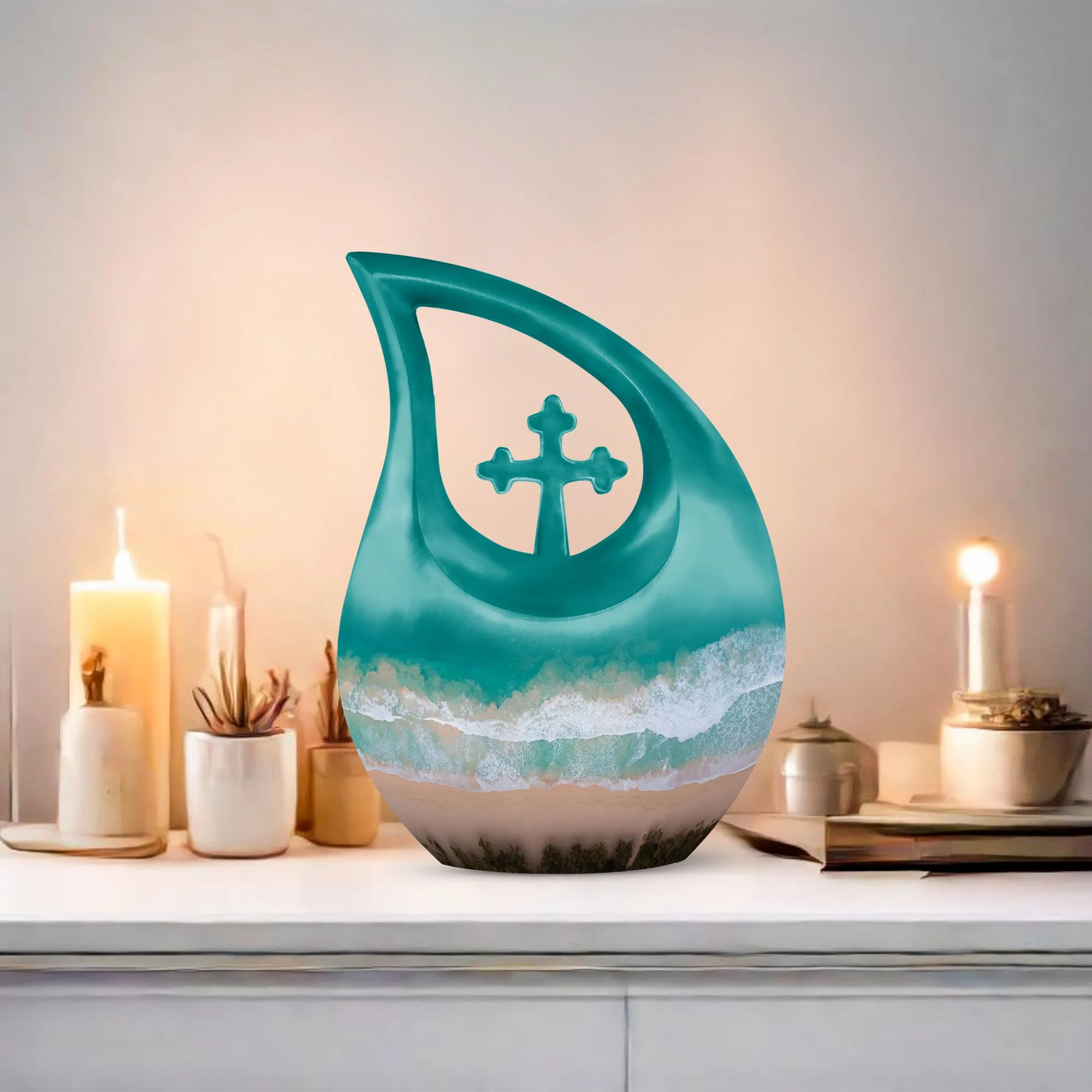 Beach Theme Cremation Keepsake Urn For Human Ashes