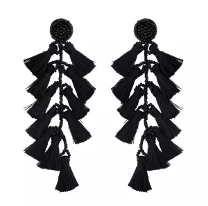Beaded Fashion 5.5" Multi Tassel Rope Earrings 230-2 | Erika Williner Designs