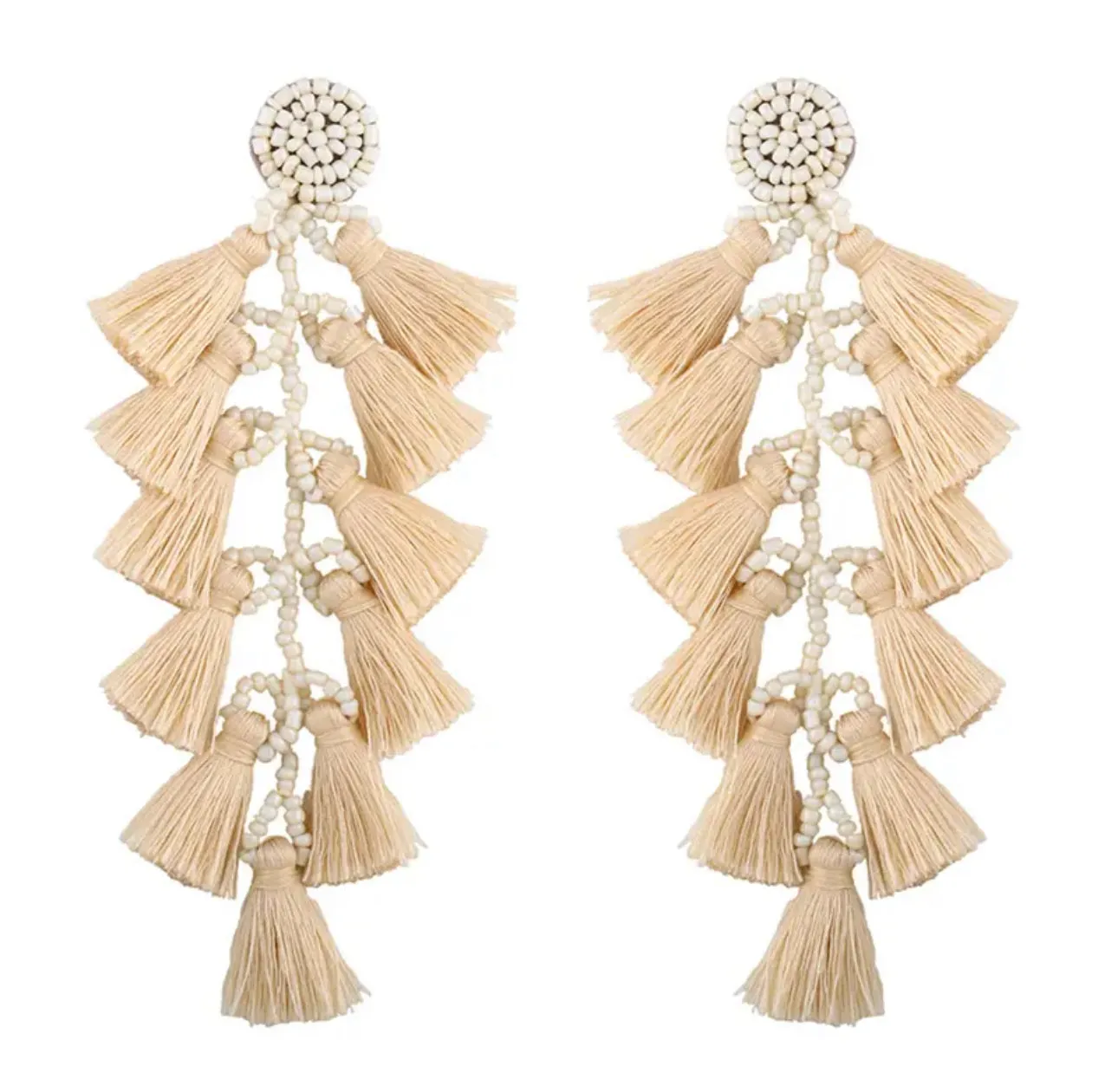 Beaded Fashion 5.5" Multi Tassel Rope Earrings 230-2 | Erika Williner Designs