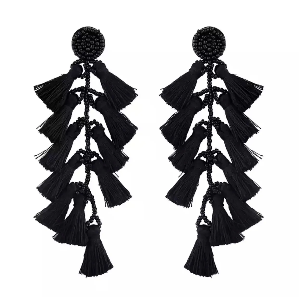 Beaded Fashion 5.5" Multi Tassel Rope Earrings 230-2 | Erika Williner Designs