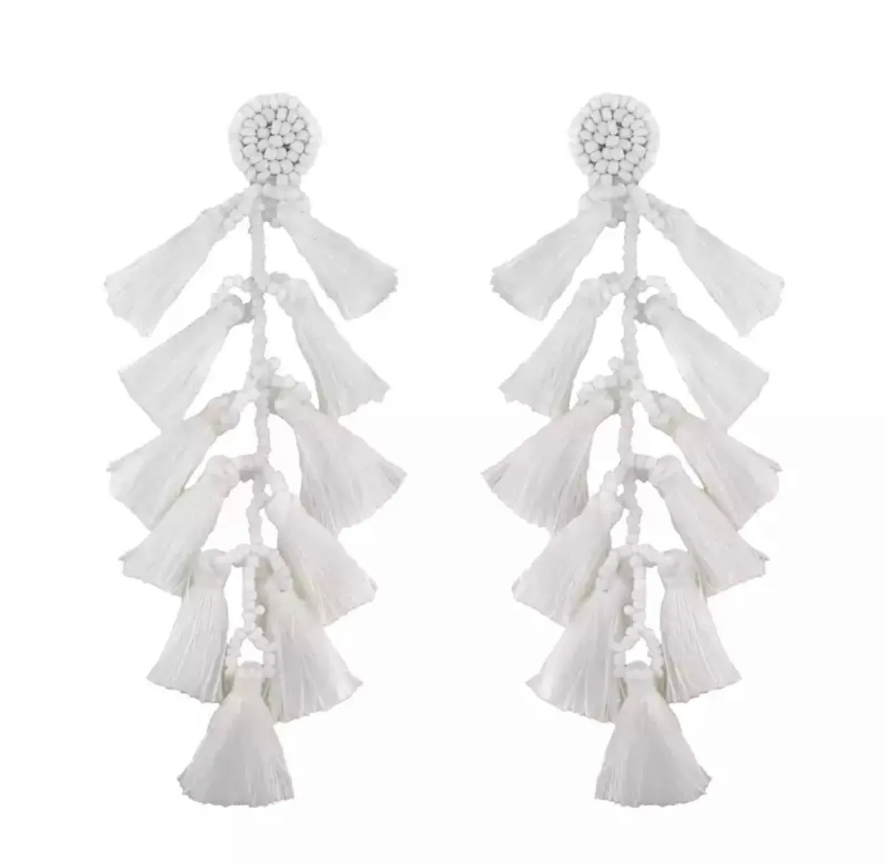 Beaded Fashion 5.5" Multi Tassel Rope Earrings 230-2 | Erika Williner Designs
