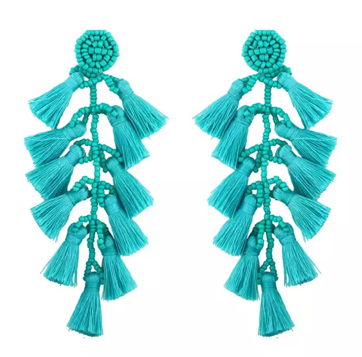 Beaded Fashion 5.5" Multi Tassel Rope Earrings 230-2 | Erika Williner Designs