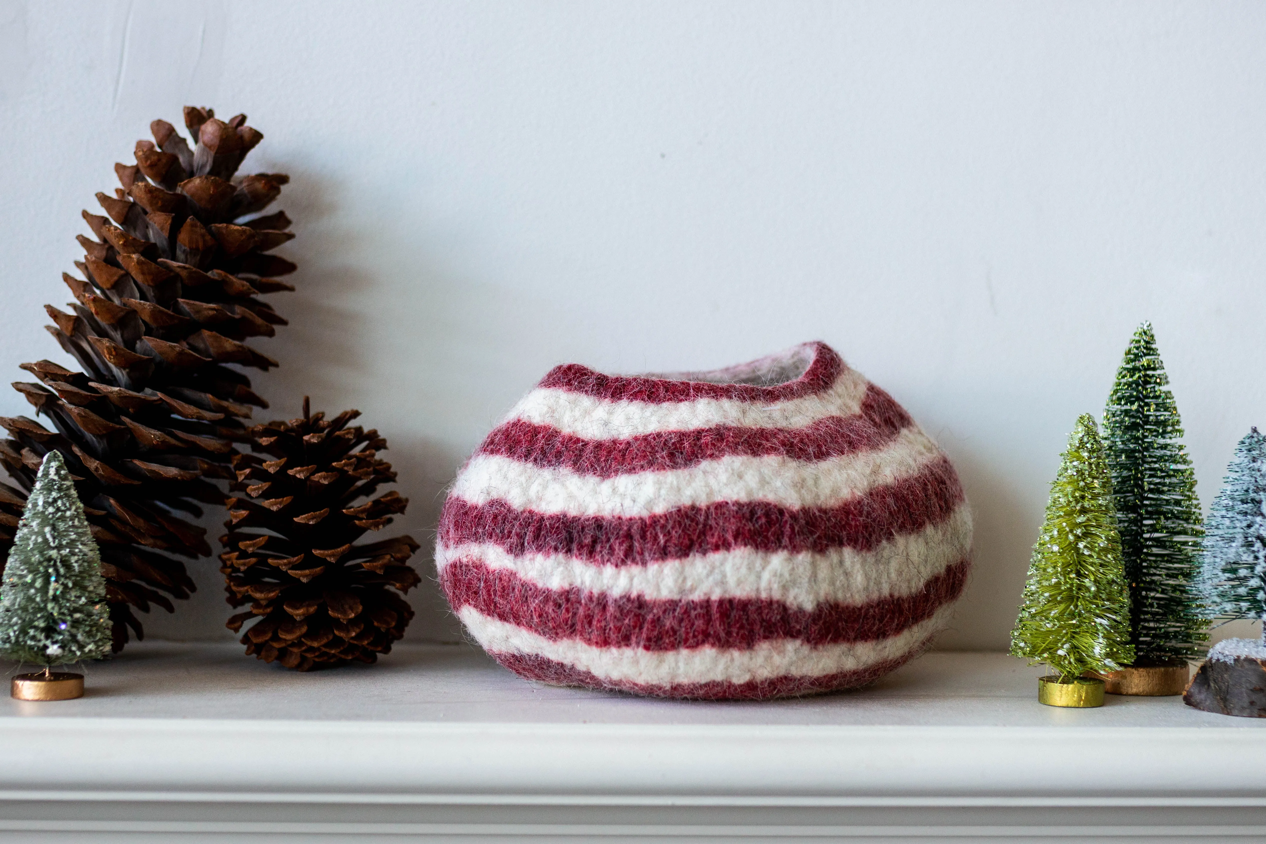 Berry Red Pathways Decorative Wool Ukhamba Bowl