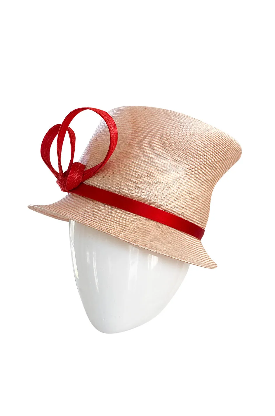 Bespoke 2001-2006 Philip Treacy Haute Couture Parasisal Straw Hat w Handmade Curl Detail