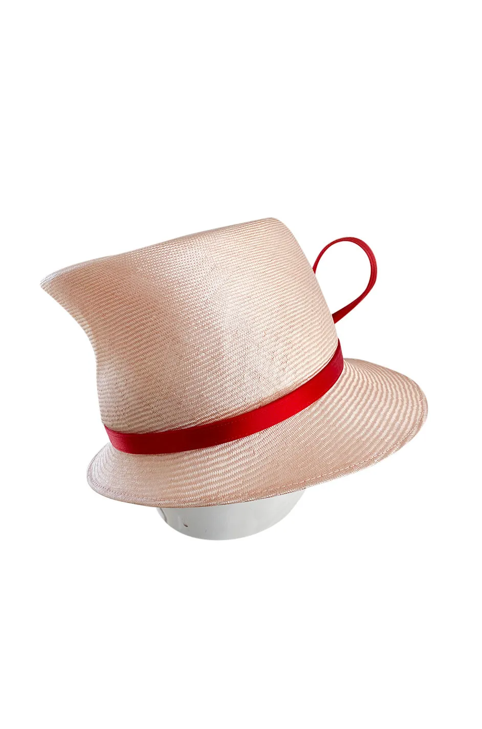 Bespoke 2001-2006 Philip Treacy Haute Couture Parasisal Straw Hat w Handmade Curl Detail