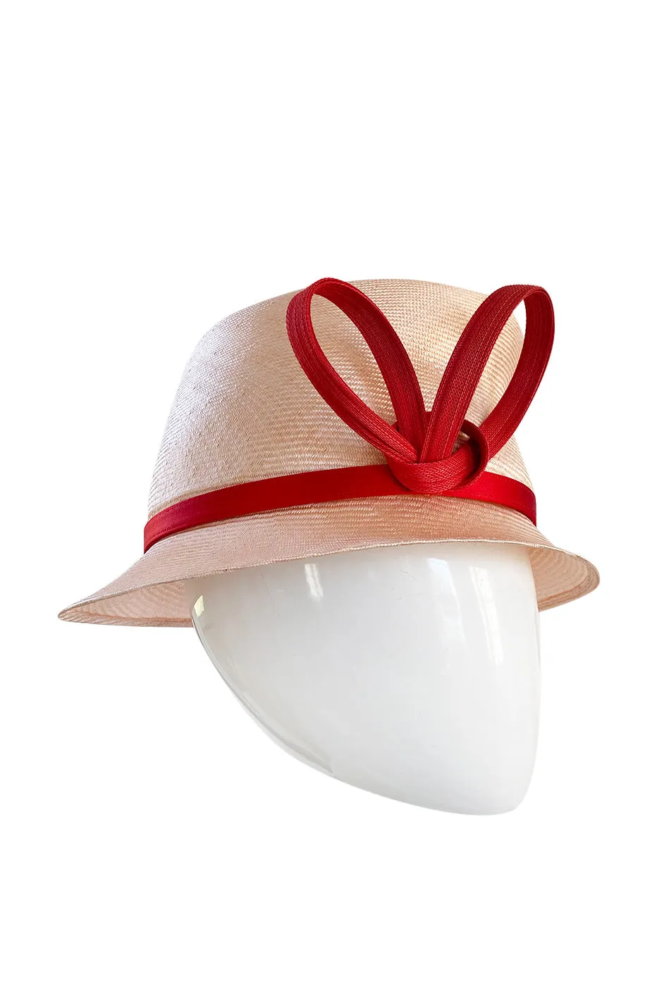 Bespoke 2001-2006 Philip Treacy Haute Couture Parasisal Straw Hat w Handmade Curl Detail