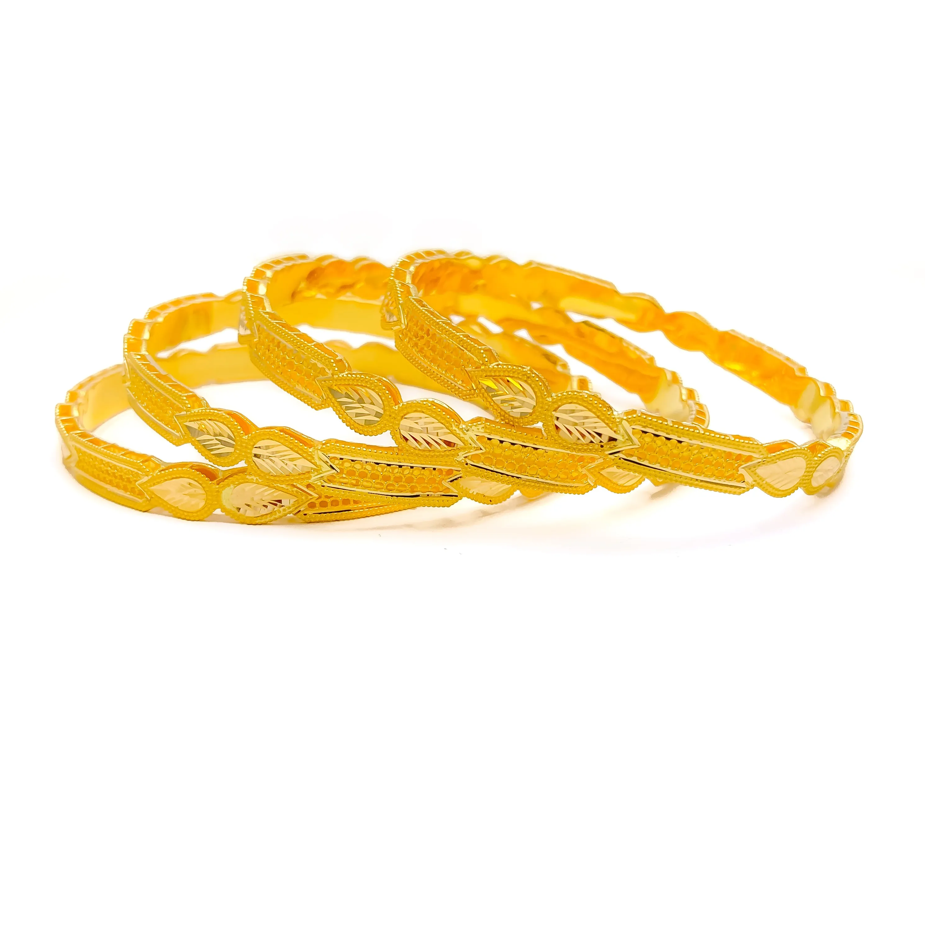Bespoke Golden Leaf 21k Gold Bangles