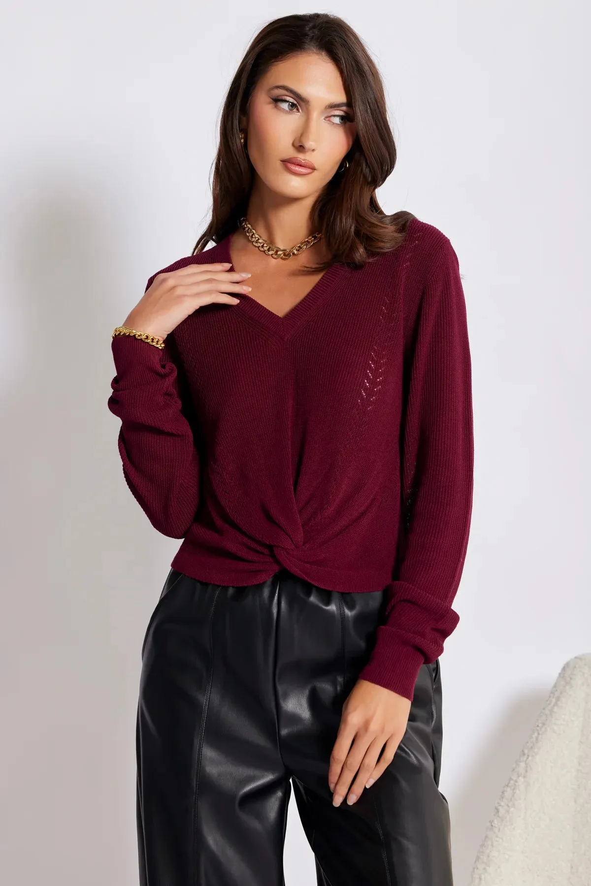 Bishop   Young Mateo Twist Front Sweater