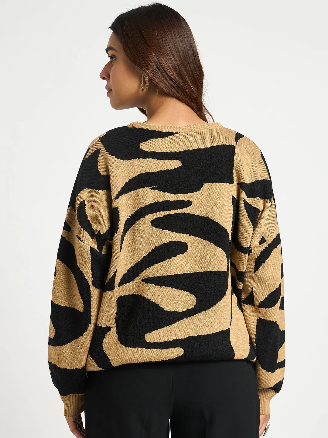 Black And Beige Abstract Sweater