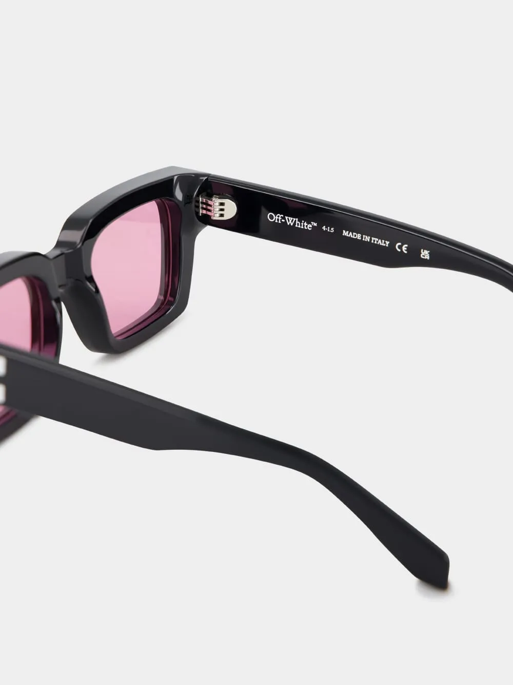 Black and Pink Virgil Square Sunglasses